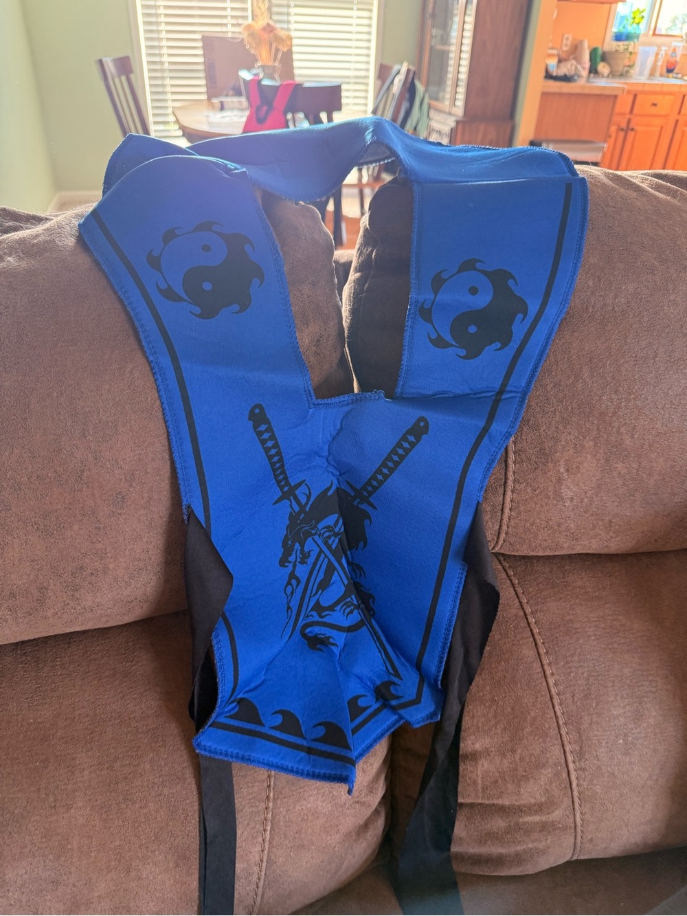 Blue Kids Ninja Costume Vest with Sword Graphics